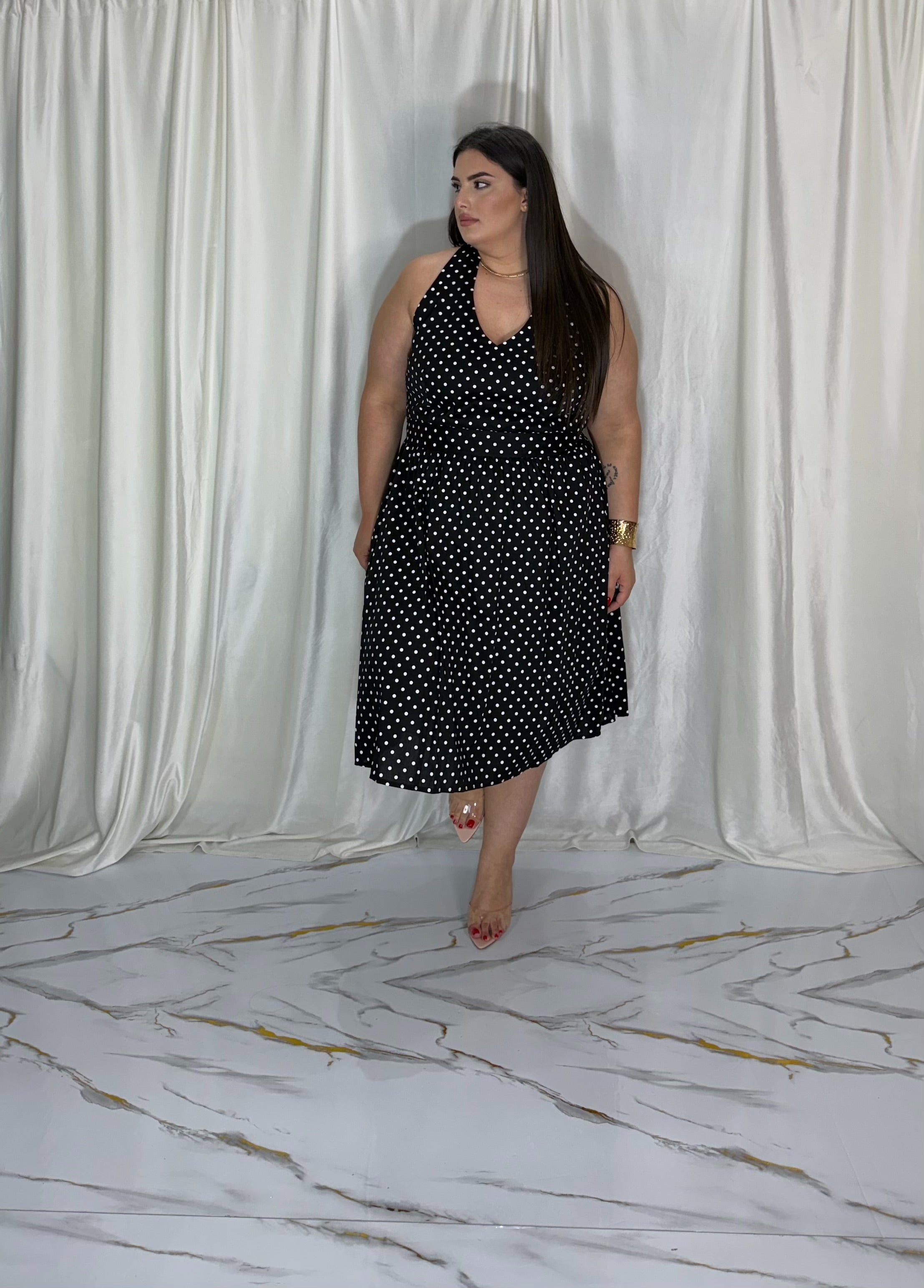 Dress pois nero