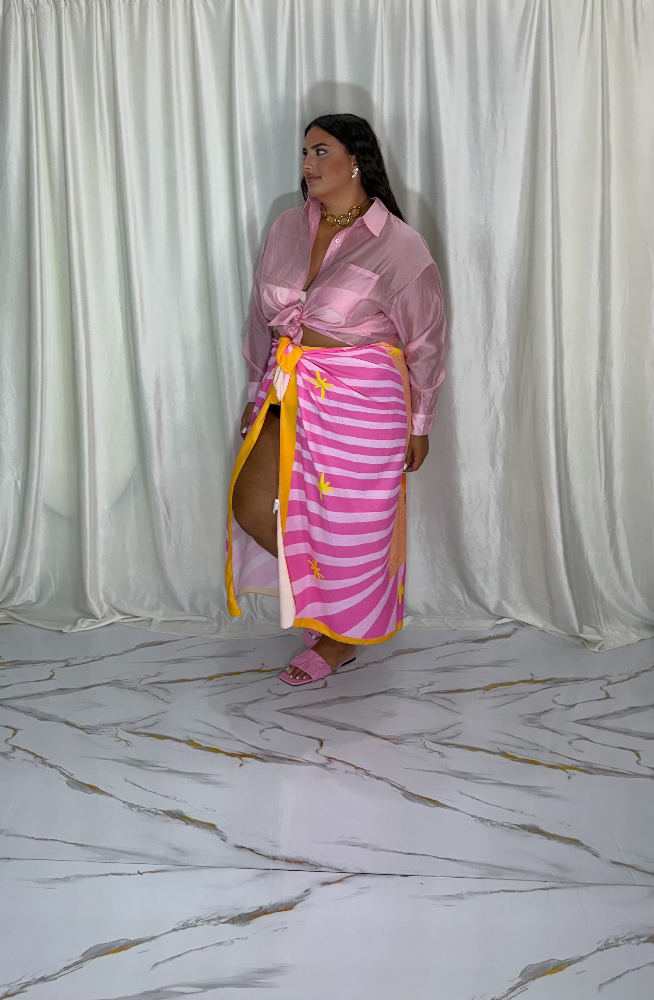 Gonna pareo lunga rosa
