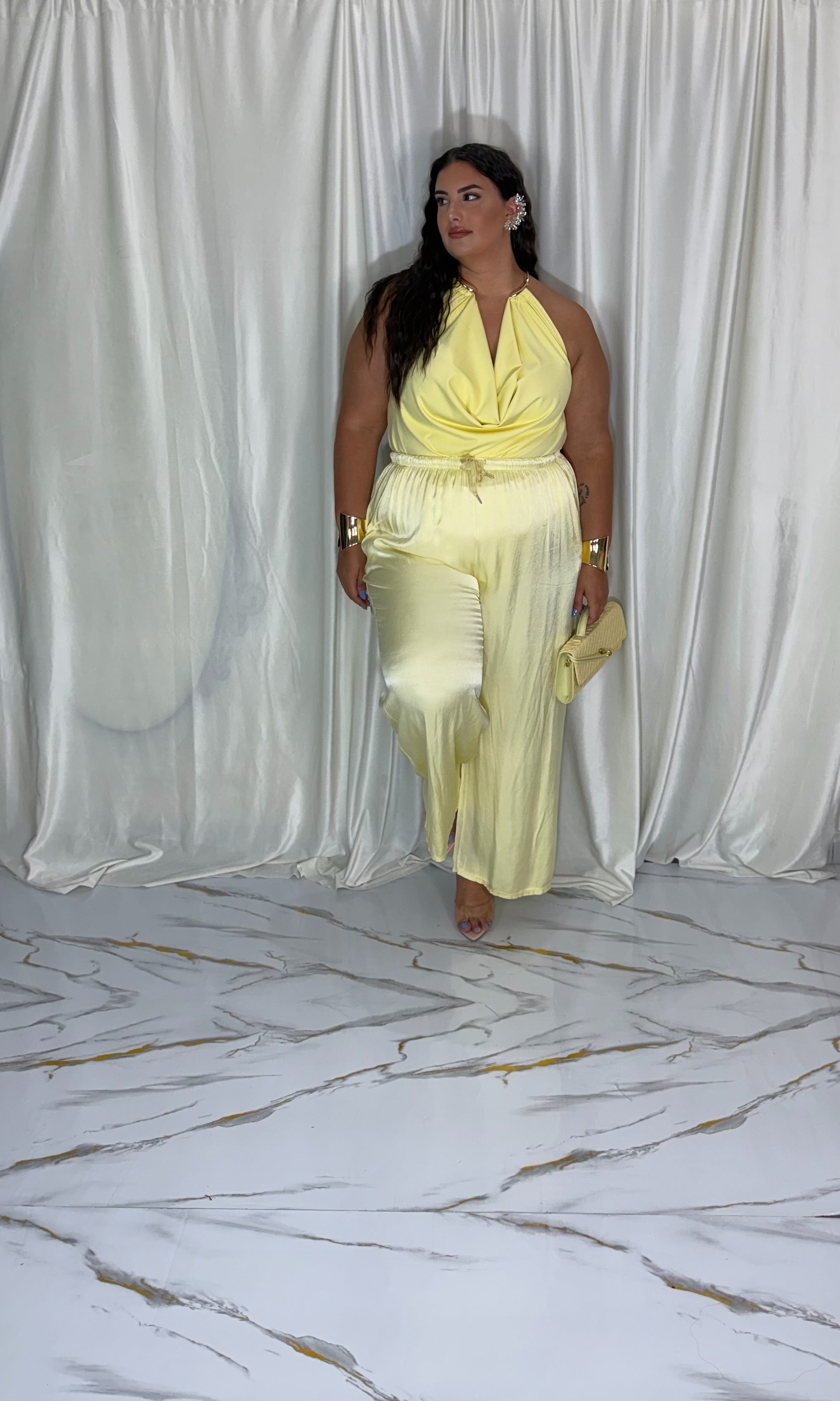 Pantalone satin giallo