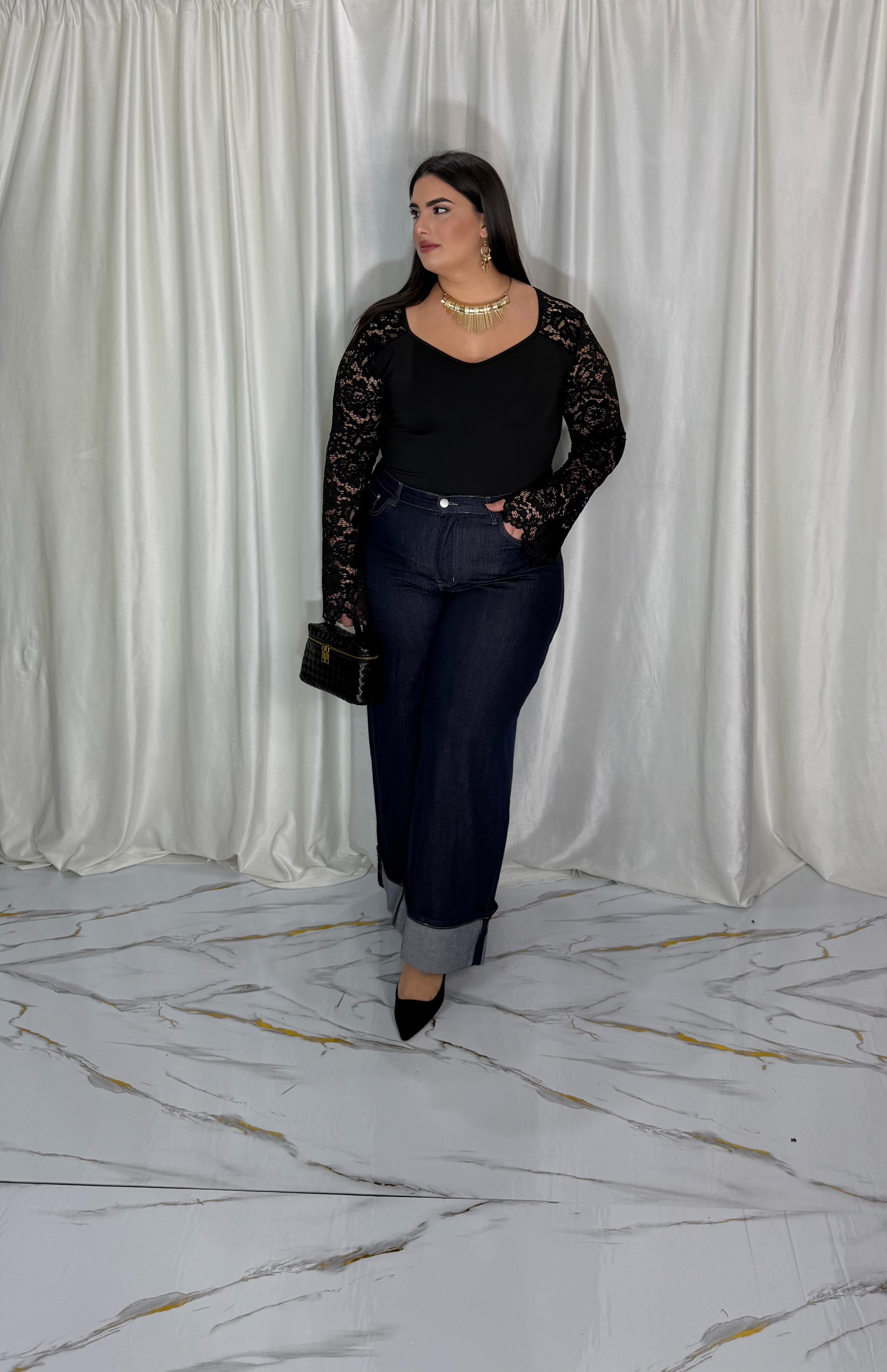 Jeans con piegone blu